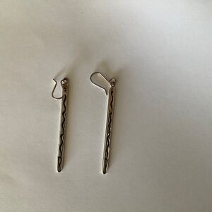 Native American Sterling earrings by Mil Paquin.  Long dangle earring